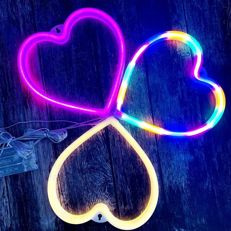Neon Heart Night Lights
