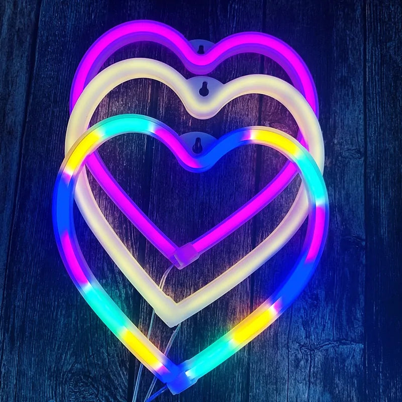 Neon Heart Night Lights