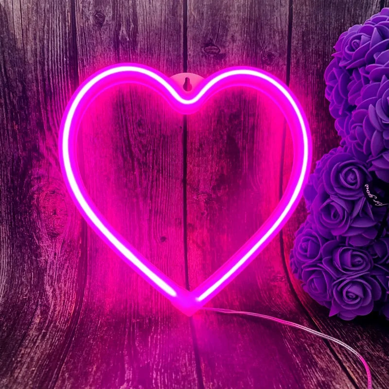 Neon Heart Night Lights