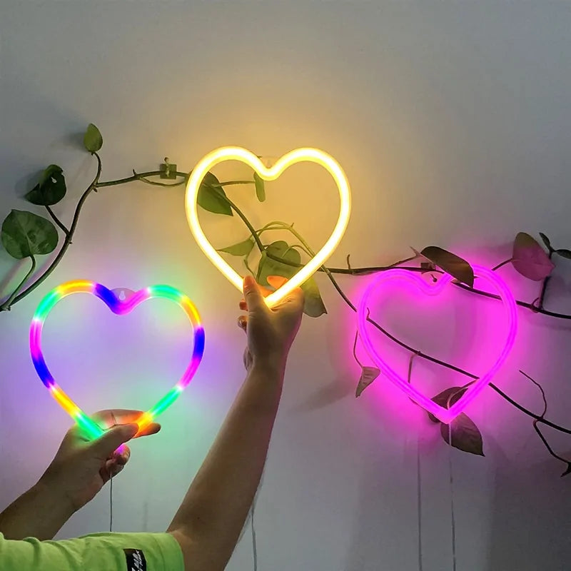 Neon Heart Night Lights